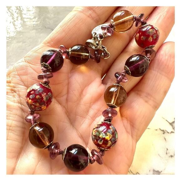 Elizabeth Erica brown and purple beaded bracelet - Picture 2 of 10